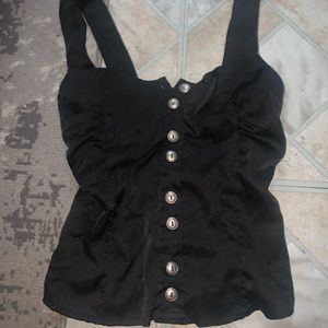 black y2k button top